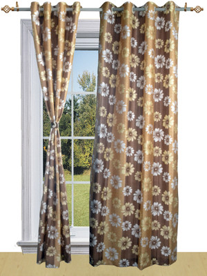 50% OFF on Shandar Polyester Brown Floral Eyelet Curtain 50% OFF on Shandar Polyester Brown Floral Eyelet Curtain