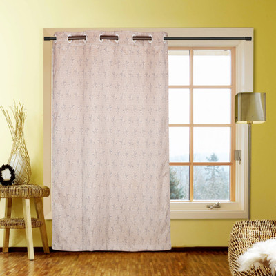 40% OFF on Kings Polycotton White Self Design Eyelet Curtain