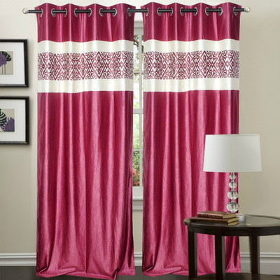 70% OFF on Hargunz Polyester Pink Floral Eyelet Curtain