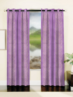 40% OFF on Mahamantra Polyester Lavender Solid Eyelet Curtain