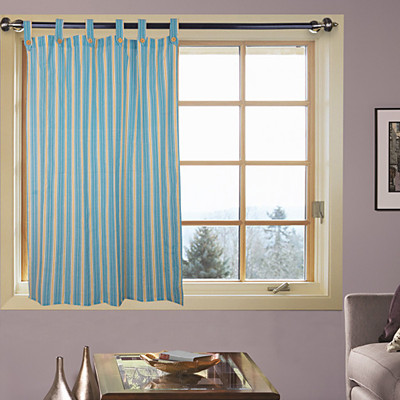 47% OFF on Kings Polyester Blue Striped Eyelet Curtain