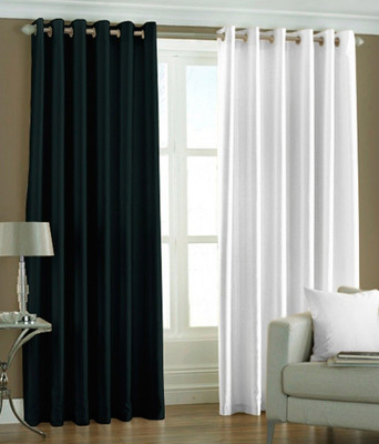 39% OFF on Hargunz Polyester Black, White Self Design Eyelet Curtain