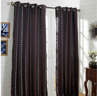 26% OFF on At Home Polycotton Multicolor Striped Eyelet Curtain