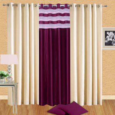 38% OFF on Handloomhub Polyester Multicolor Solid Tab Top Curtain