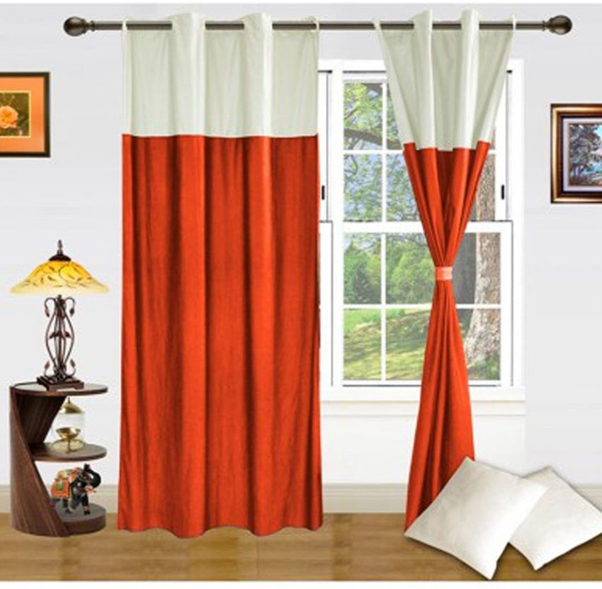 66% OFF on HomeZaara Polyester Multicolor Striped Eyelet Curtain