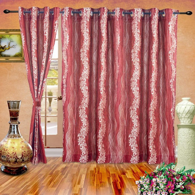 37% OFF on Cortina Polyester Maroon Damask Eyelet Curtain