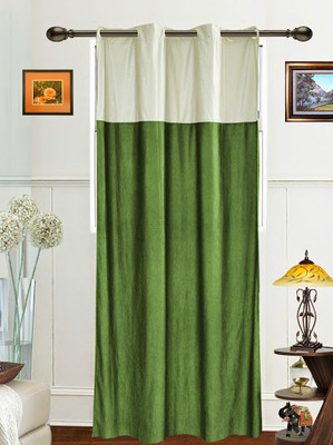 57% OFF on Dekor World Polyester White, Green Floral Eyelet Curtain