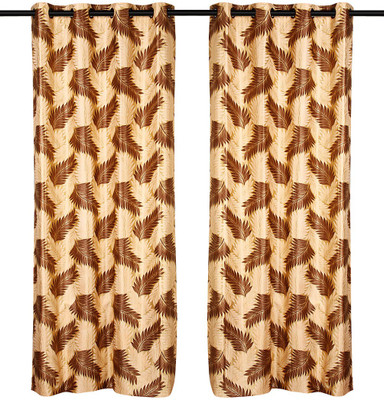 68% OFF on Zikrak Exim Polyester Brown Abstract Eyelet Curtain