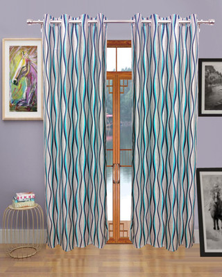 66% OFF on Sajawatt Polyester Blue Solid Eyelet Curtain