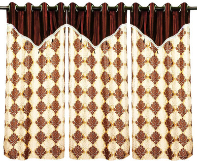 70% OFF on Zikrak Exim Polyester Brown Geometric Eyelet Curtain