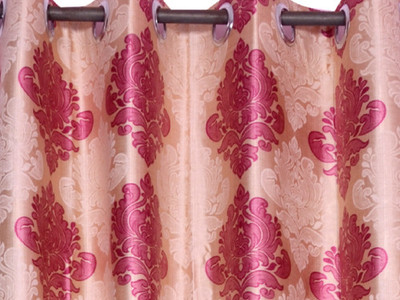 52% OFF on HomeZaara Polyester Pink Floral Eyelet Curtain
