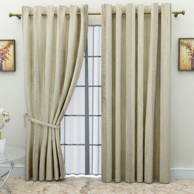 G M HomeFashion Polyester Multicolor Damask Eyelet Curtain