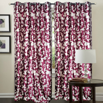 45% OFF on Hargunz Polyester Lavender Floral Eyelet Curtain