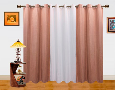 54% OFF on Dekor World Polyester Brown, White Solid Eyelet Curtain