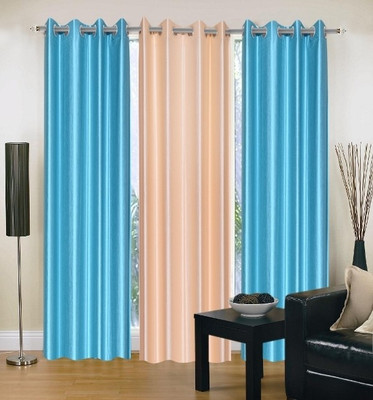 56% OFF on IWS Polyester Blue, Beige Graphic Eyelet Curtain