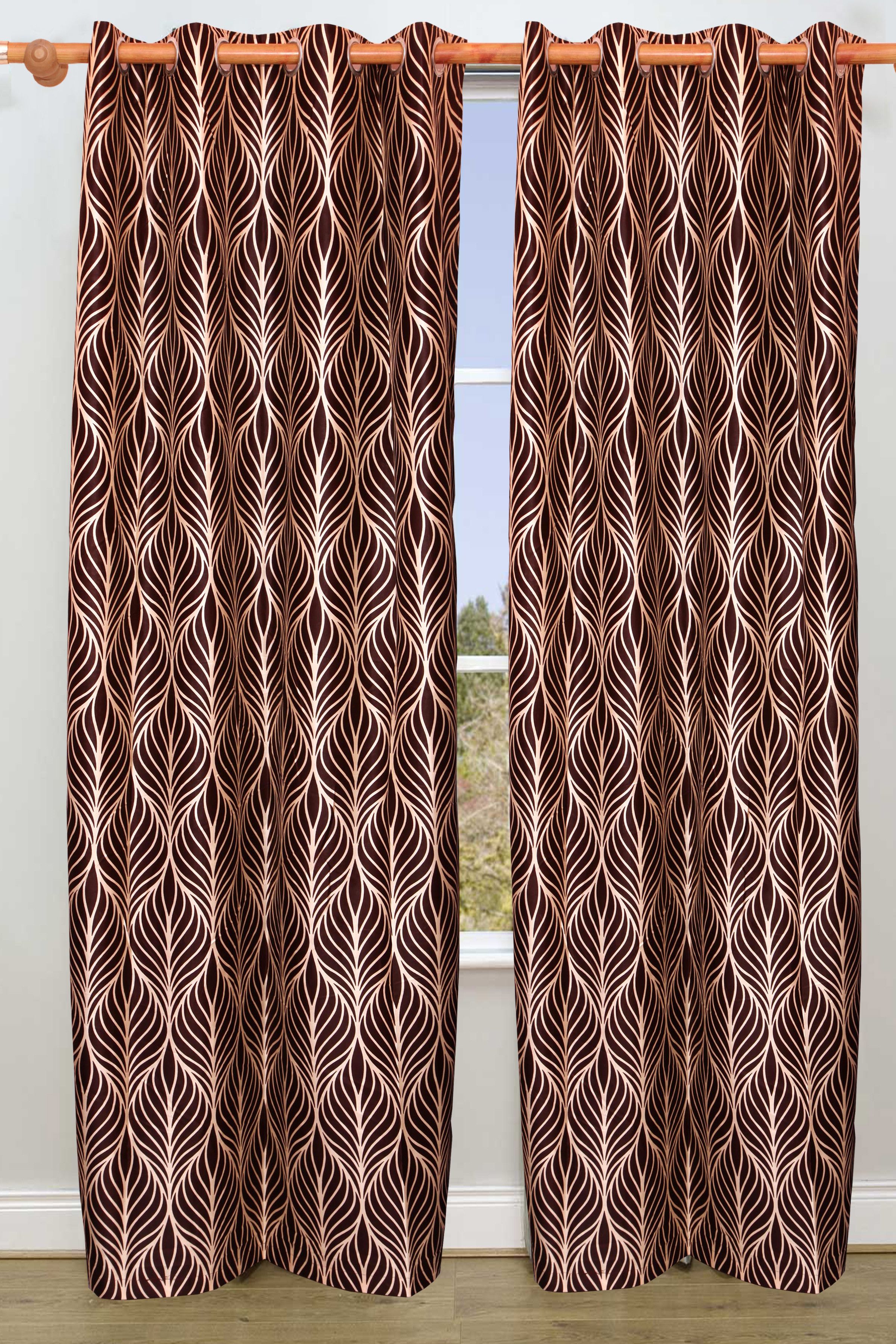 57% OFF on Vrinda Polyester Maroon Abstract Eyelet Curtain