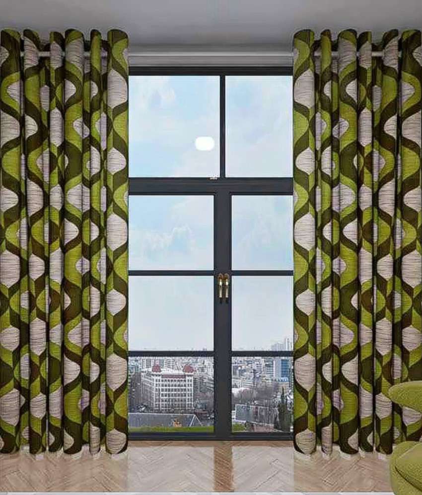 57% OFF on Optimistic Home Furnishing Polyester Purple Abstract Tab Top Curtain