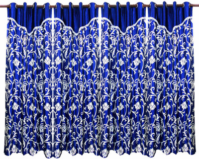 75% OFF on Zikrak Exim Polyester Blue Floral Eyelet Curtain