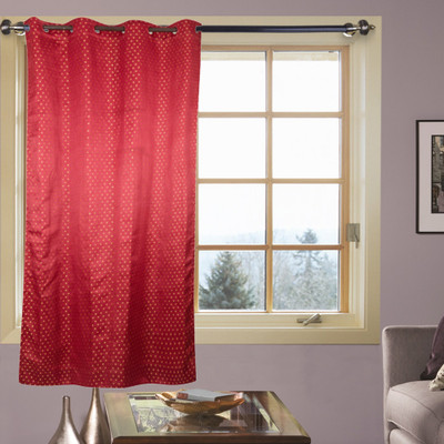 67% OFF on Kings Polycotton Maroon Floral Tab Top Curtain