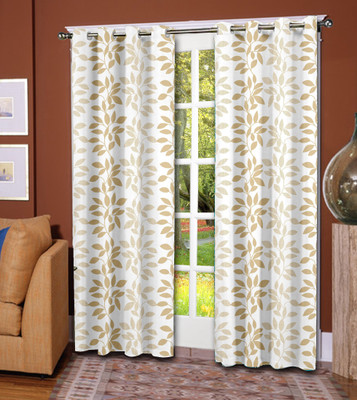 50% OFF on Trendy Home Polyester White Floral Eyelet Curtain