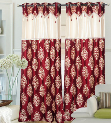 46% OFF on Hargunz Polyester Maroon Printed Eyelet Curtain