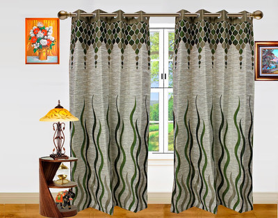 40% OFF on Dekor World Green Abstract Eyelet Curtain
