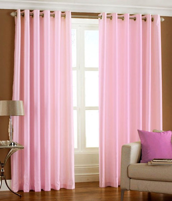 67% OFF on Homefab India Polyester Pink Solid Eyelet Curtain