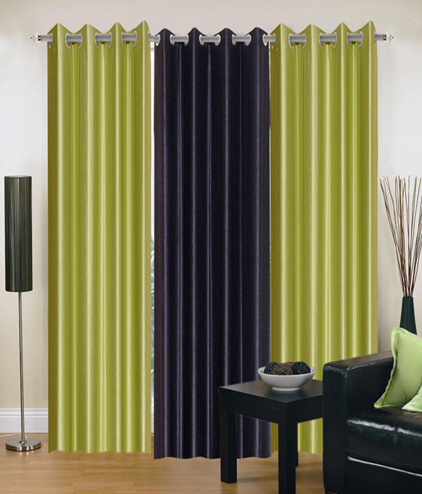 57% OFF on Hargunz Polycotton Green, Black Geometric Eyelet Curtain