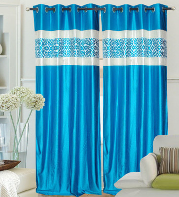 52% OFF on Hargunz Polyester Light Blue Self Design Eyelet Curtain 52% OFF on Hargunz Polyester Light Blue Self Design Eyelet Curtain