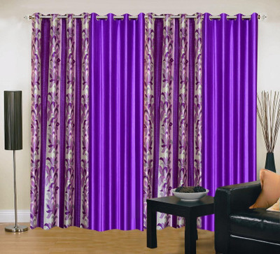 34% OFF on IWS Polyester Purple Printed Eyelet Curtain