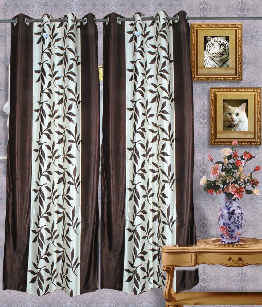 64% OFF on Madhav Product Polyester Brown Floral Eyelet Curtain