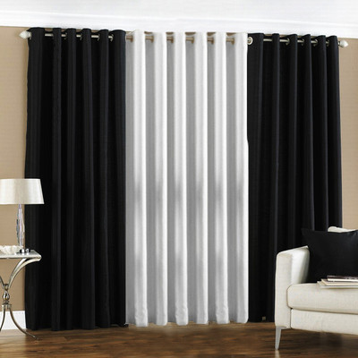 33% OFF on Pindia Polyester Multicolor Striped Eyelet Curtain