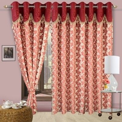 50% OFF on Cortina Polyester Maroon Floral Eyelet Curtain 50% OFF on Cortina Polyester Maroon Floral Eyelet Curtain