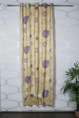 33% OFF on Homelife Polyester Yellow Printed Eyelet Curtain