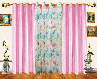47% OFF on Decor Bazaar Net Pink Floral Eyelet Curtain