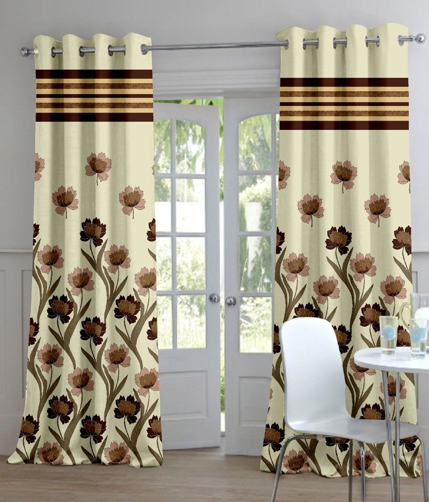 45% OFF on Trendy Home Polyester Multicolor Floral Eyelet Curtain
