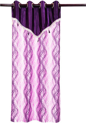 75% OFF on Zikrak Exim Polyester Purple Chevron Eyelet Curtain