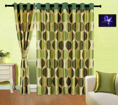 38% OFF on Cortina Polyester Green Striped Eyelet Curtain