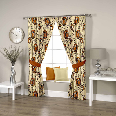 50% OFF on Threadmix Polyester Gold Abstract Eyelet Curtain
