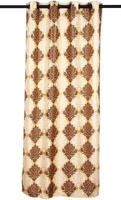 80% OFF on Zikrak Exim Polyester Brown Striped Eyelet Curtain