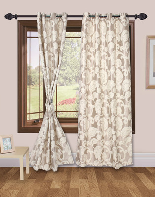 40% OFF on VS Collection Polyester Beige Abstract Eyelet Curtain