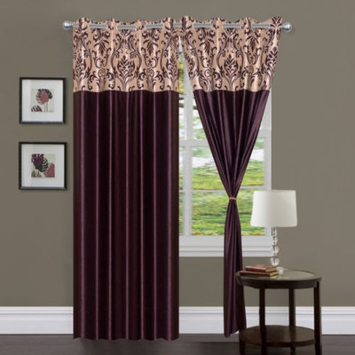 57% OFF on Homefab India Polyester Brown Floral Eyelet Curtain