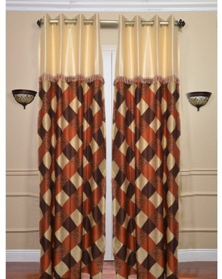 9% OFF on Handloomhub Polyester Rust Checkered Eyelet Curtain 9% OFF on Handloomhub Polyester Rust Checkered Eyelet Curtain