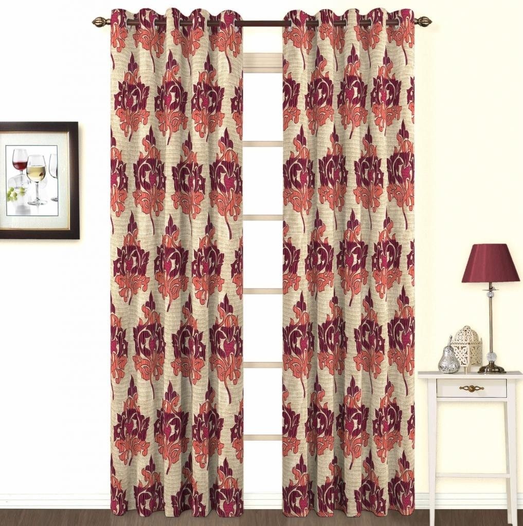 Skipper Polyester, Viscose Pink Printed Eyelet Curtain