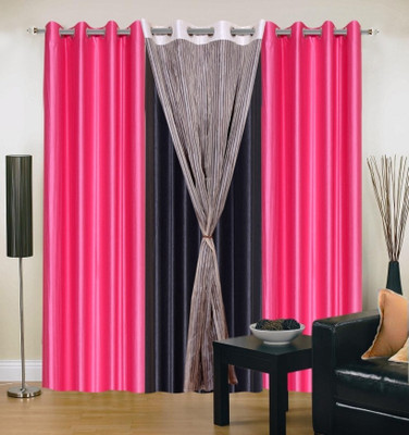 51% OFF on IWS Polyester Multicolor Striped Eyelet Curtain