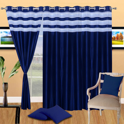 21% OFF on Handloomhub Polyester Neavy Blue Solid Eyelet Curtain