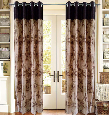 57% OFF on Homefab India Polyester Brown Self Design Eyelet Curtain