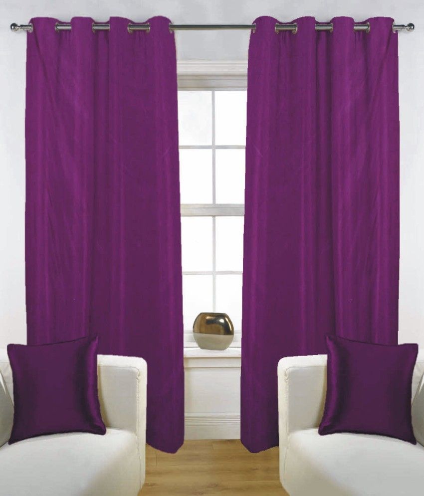 48% OFF on Fabutex Polyester Purple Solid Eyelet Curtain