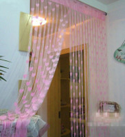 GP Polyester Pink Striped Eyelet Curtain