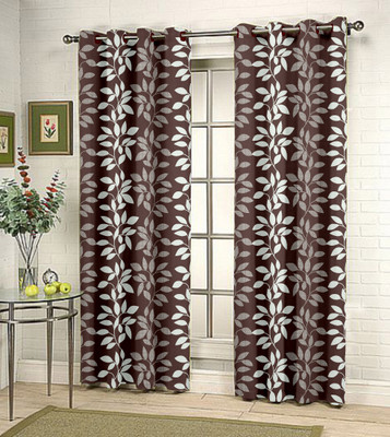 25% OFF on Kings Polyester Brown Floral Eyelet Curtain